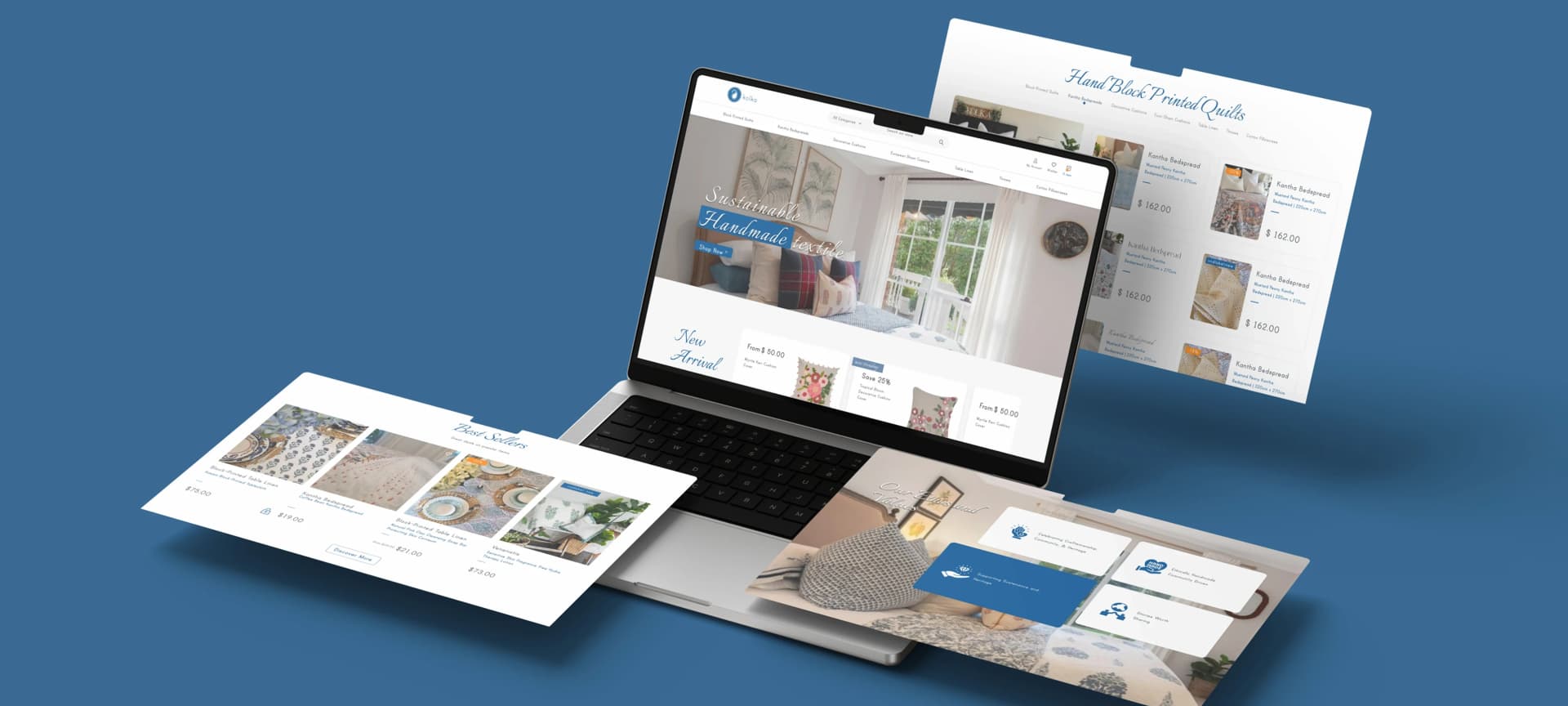 Website UI Screenshots & Product Display